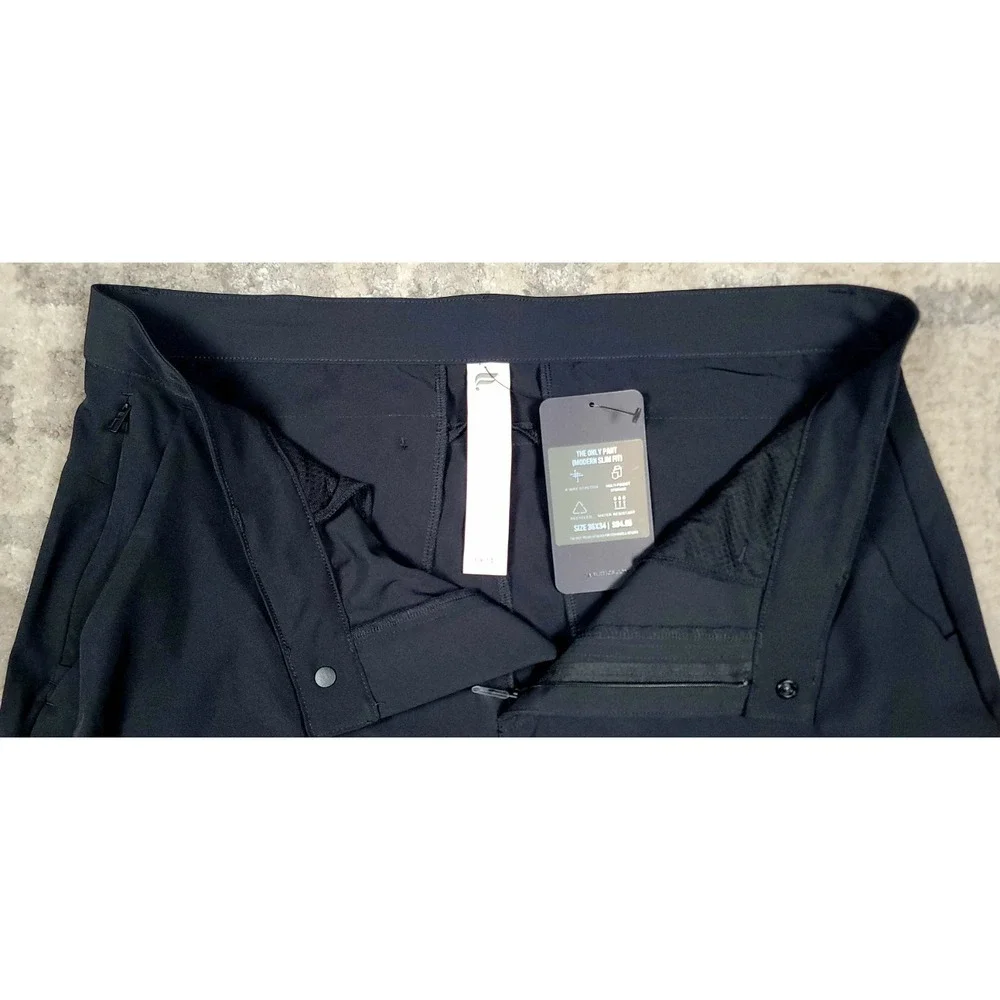 NWT Fabletics Men's Black‎ Modern Fit Stretch Performance Golf Chino Pants 36x34